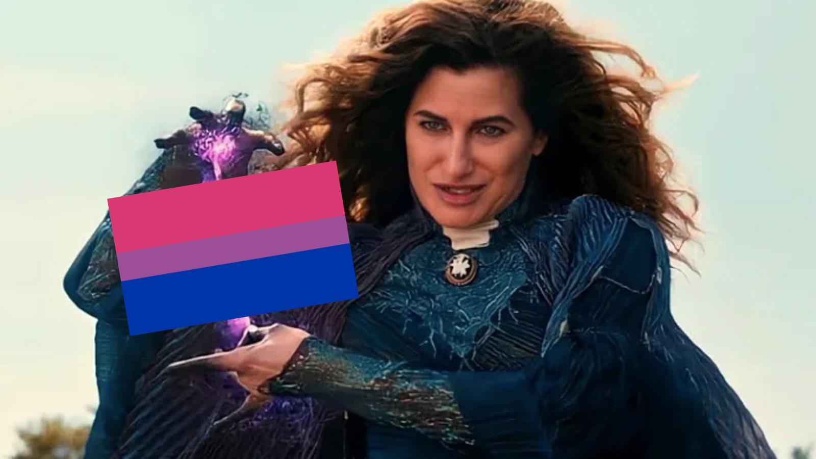 Agatha Harkness holds the bisexual flag