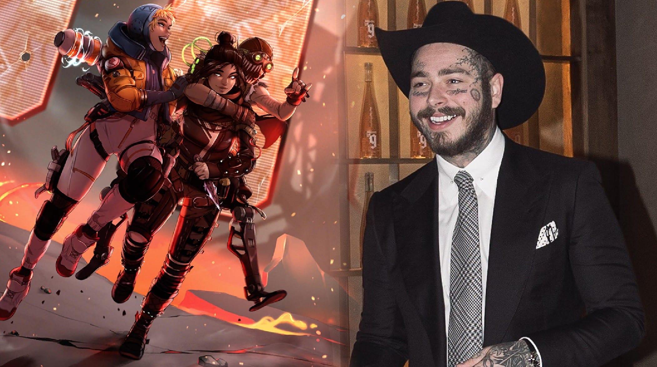 Post Malone next to Apex Legends gameplay