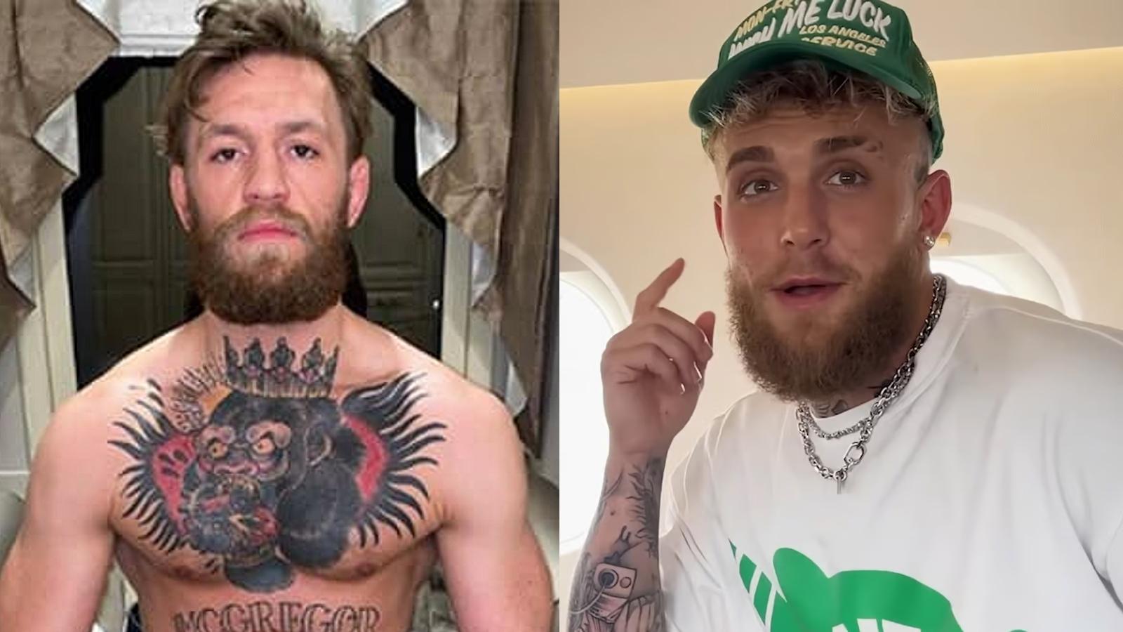 Conor McGregor on the left and Jake Paul on the right