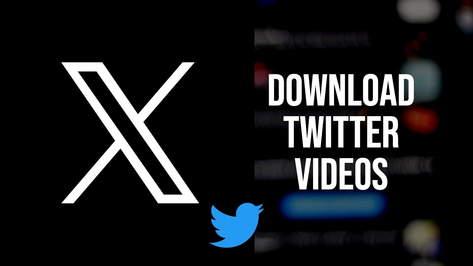X logo with Twitter logo in middle. On the right there is text that says 'Download Twitter videos'