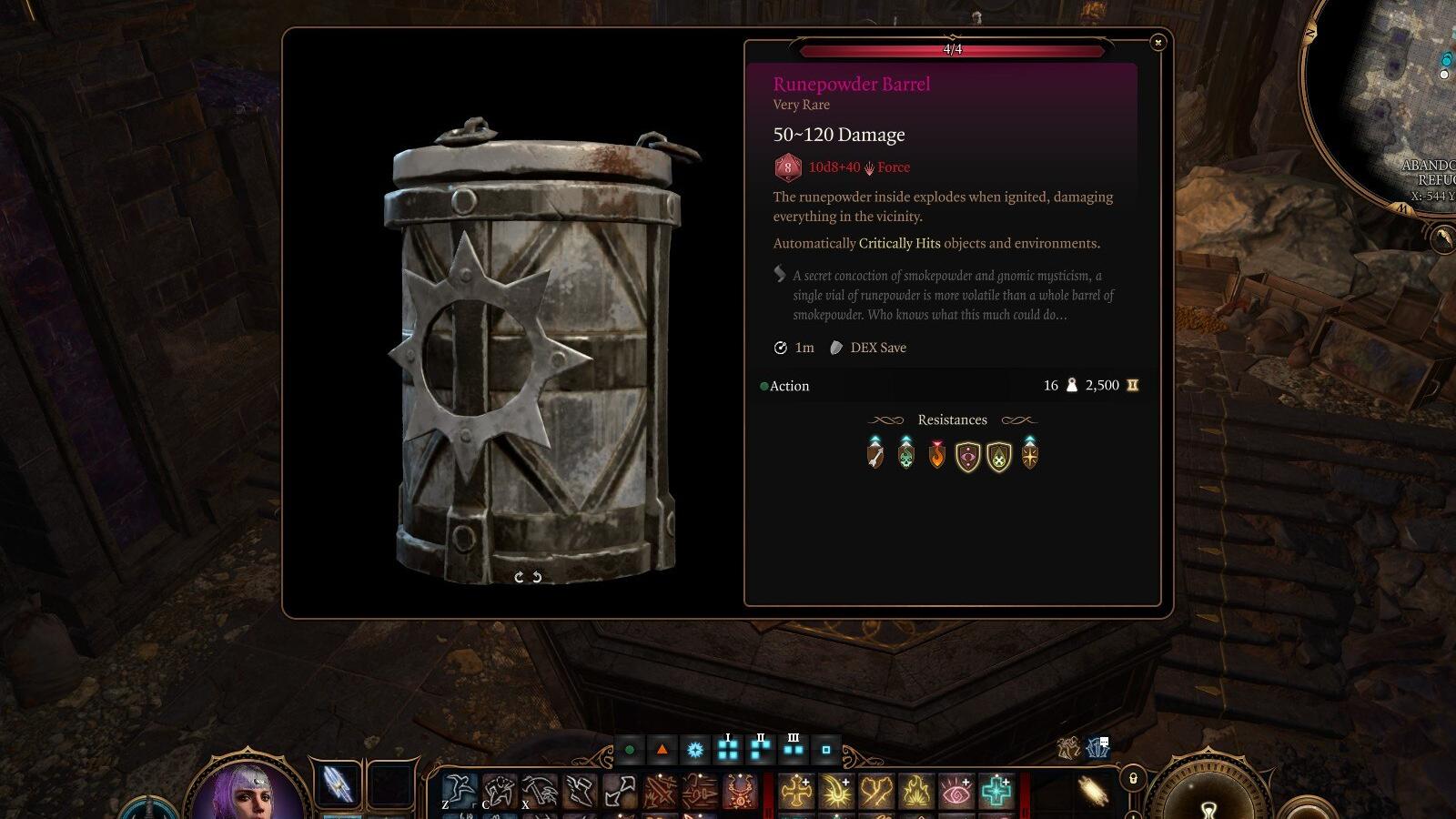 A close up of the Runepowder Barrel in Baldur's Gate 3